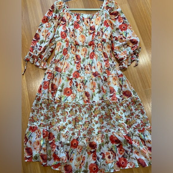 Fig & Flower (Anthropologie brand) Floral Print Midi Dress L - Picture 13 of 13